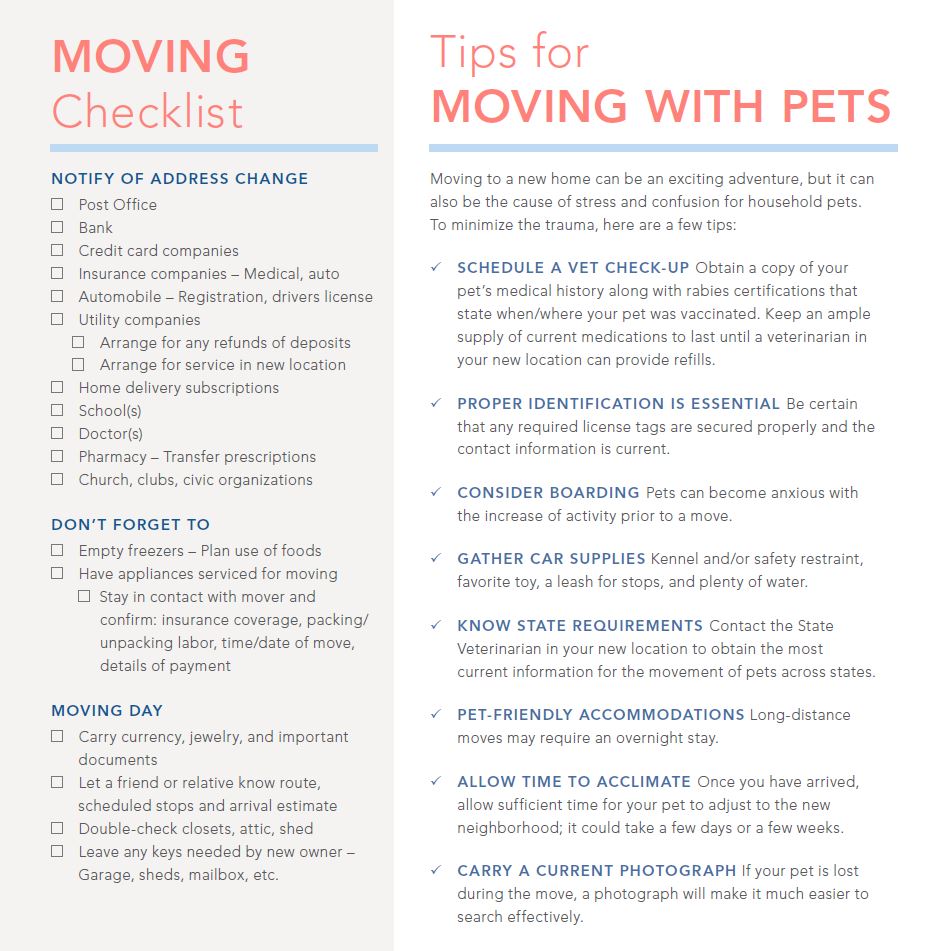 Moving Checklist Continental Title Company