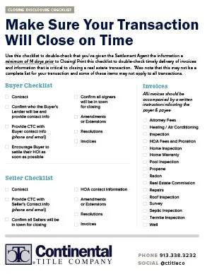 Closing Disclosure Checklist